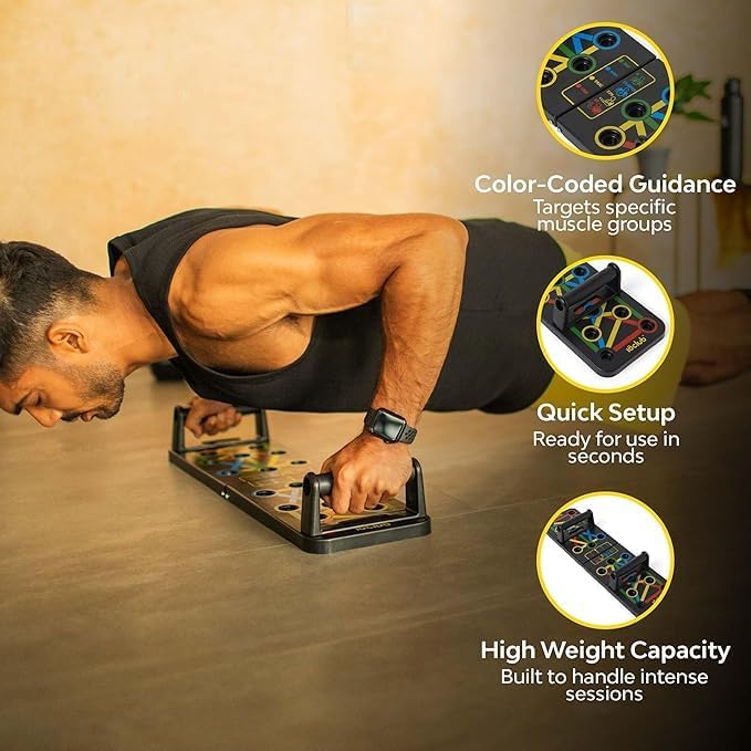 Multi-Angle Pushup Board with Non-Slip Handles – Foldable, Portable Home Gym Equipment for Full Body Workout