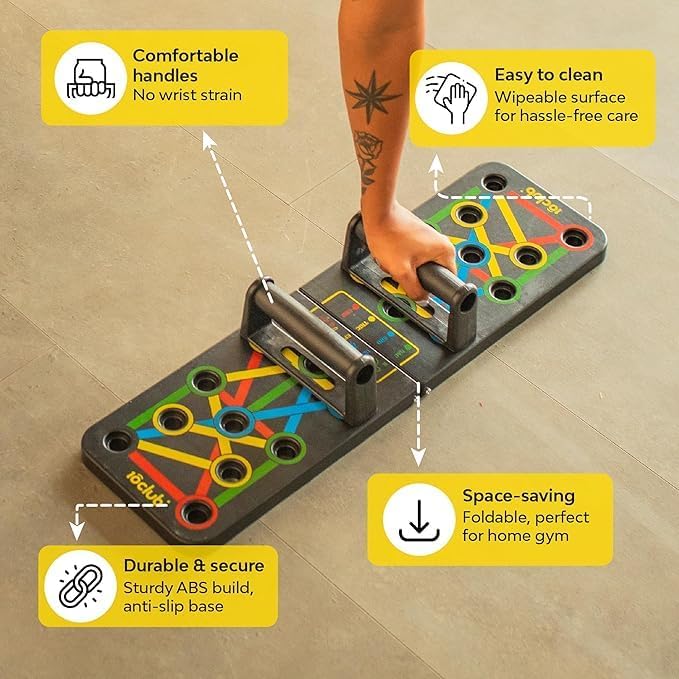 Multi-Angle Pushup Board with Non-Slip Handles – Foldable, Portable Home Gym Equipment for Full Body Workout