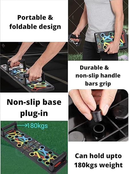 Multi-Angle Pushup Board with Non-Slip Handles – Foldable, Portable Home Gym Equipment for Full Body Workout